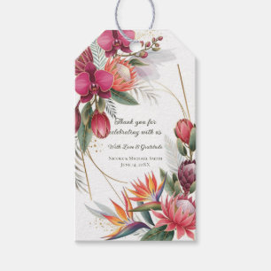 Tropical Floral Paradise Botanical Gold Wedding  Gift Tags