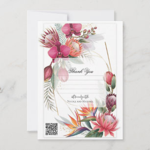 Tropical Floral Paradise Botanical Gold Wedding  Invitation