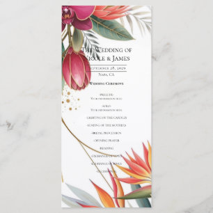 Tropical Floral Paradise Botanical Wedding Program Menu