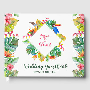 Tropical Floral Paradise Hawaiian Wedding Guest Book