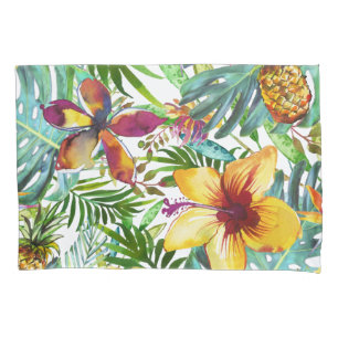 Tropical Floral Paradise Palm Pineapple Modern Pillowcase