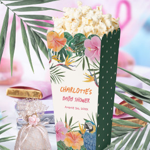 Tropical Floral Parrot Watercolor Dots Baby Shower Favour Box
