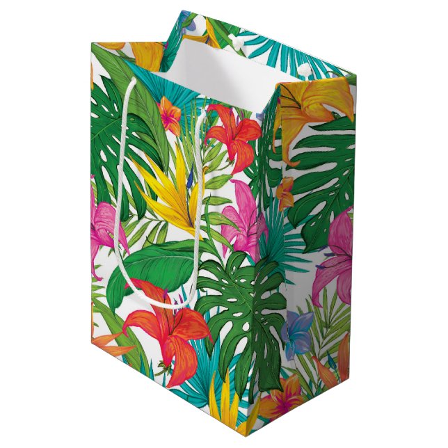 Tropical Floral Party Medium Gift Bag (Front Angled)