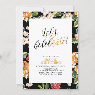 Tropical Floral Pattern Adult 40th Birthday Party Invitation