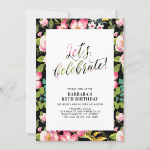 Tropical Floral Pattern Adult Birthday Party Invitation