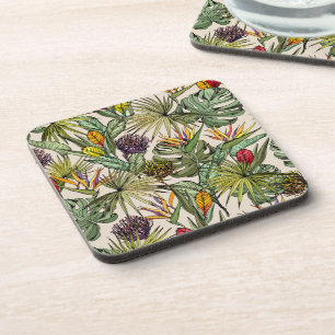 Tropical Floral Pattern Coaster