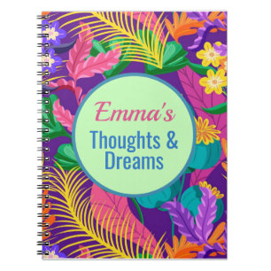 Tropical Floral Pattern Custom Text Template-68578 Notebook