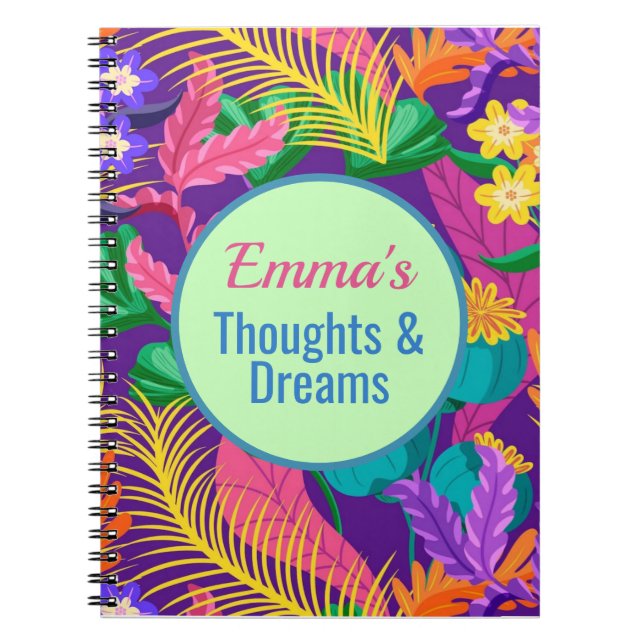 Tropical Floral Pattern Custom Text Template-68578 Notebook (Front)
