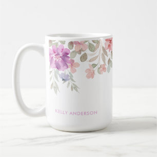 Tropical Floral Pattern Girly Watercolor Decal Coffee Mug