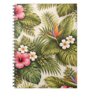 Tropical Floral Pattern – Hibiscus, Monstera Notebook