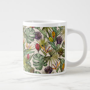 Tropical Floral Pattern Large Coffee Mug
