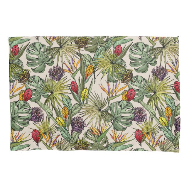 Tropical Floral Pattern Pillowcase (Front-Left)