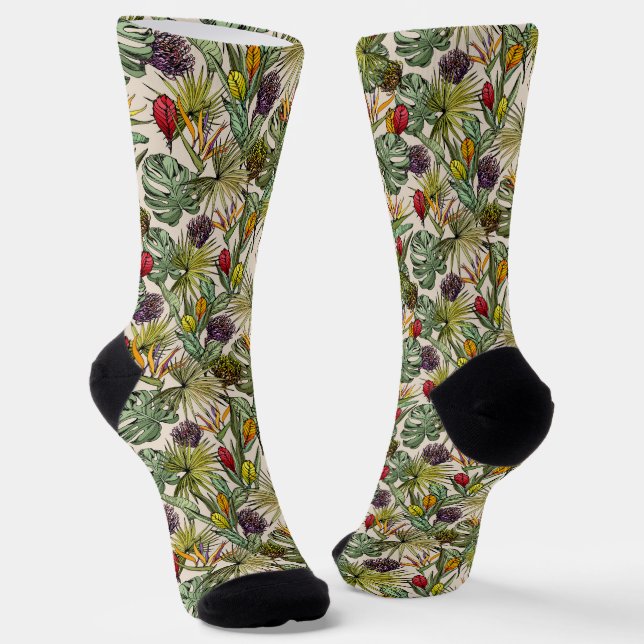 Tropical Floral Pattern Socks (Angled)