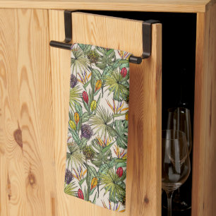 Tropical Floral Pattern Tea Towel