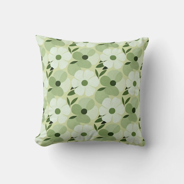 Tropical Floral Pattern Throw Pillow – Botanical H (Front)