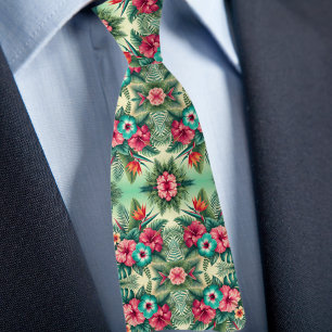 Tropical Floral Pattern Tie