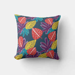 tropical floral pattern trendy colourful fruits cushion