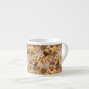 Tropical Floral Pattern With Tiger Espresso Cup