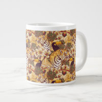 Tropical Floral Pattern With Tiger
