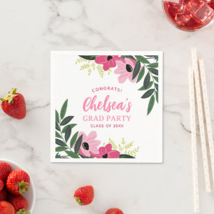 Tropical Floral Personalised Grad Party Napkin