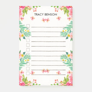 Tropical Floral Personalised To Do Post-it Notes