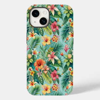 Tropical floral phone iPhone 14 case