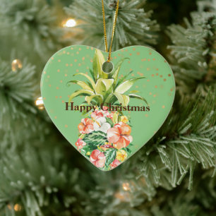 Tropical Floral Pineapple Ceramic Tree Decoration