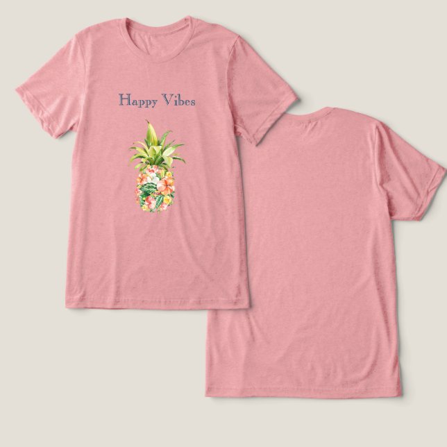 Tropical Floral Pineapple Tri-Blend Shirt (Design Front & Back)