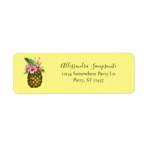 Tropical Floral & Pineapple Yellow 2 Return Addres