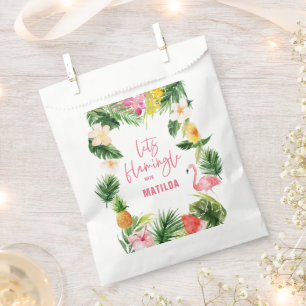 tropical floral pink yellow flamingo stylish favour bags