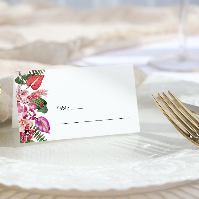 Tropical Floral Place Card (Elegant Tropical Floral Place Card by Painted Paperie
)