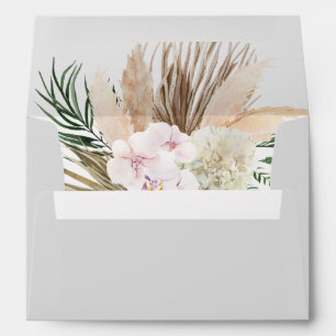 tropical floral pre-addressed wedding envelope