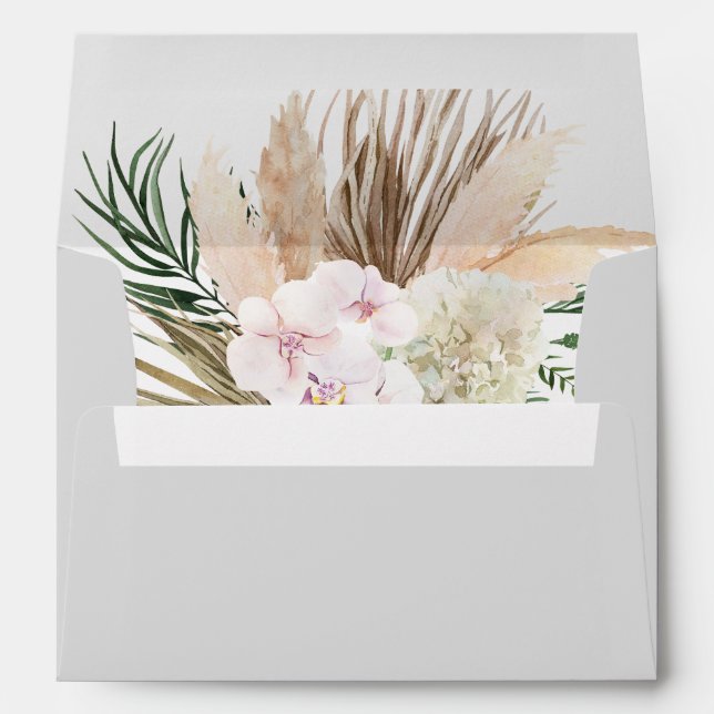 tropical floral pre-addressed wedding envelope (Back (Bottom))