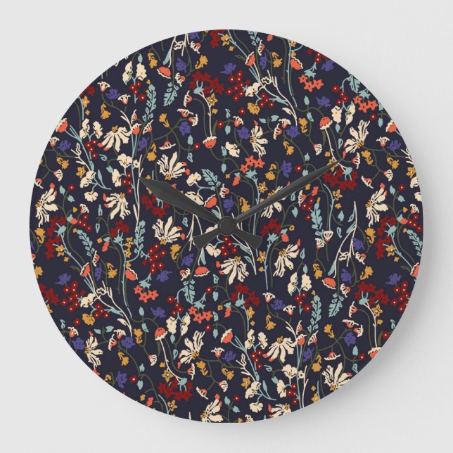 Tropical Floral: Random Botanical Vintage. Large Clock (Front)