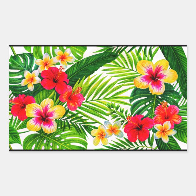 Tropical Floral  Rectangular Sticker (Front)