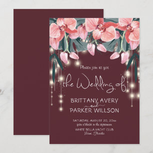 Tropical Floral Red Wedding Invitation