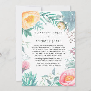 Tropical Floral Reduced Wedding Guest List Announcement
