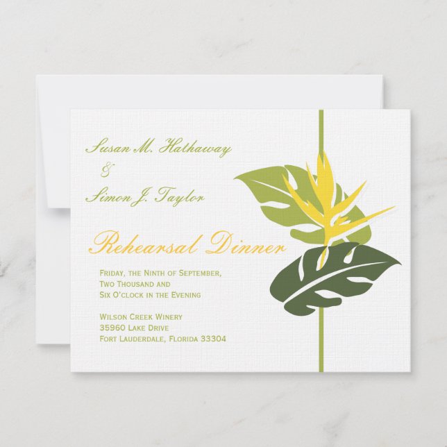 Tropical Floral Rehearsal Dinner Invitation (Front)