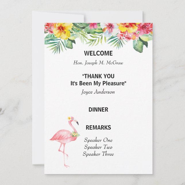 Tropical Floral Retirement Party Program Invitation (Back)