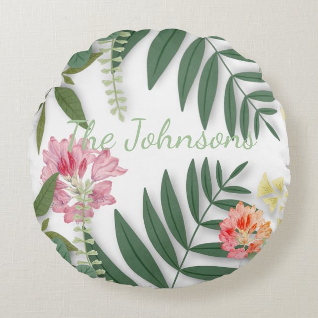 Tropical Floral  Round Cushion (Front)