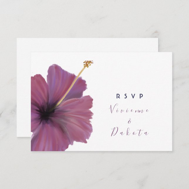 Tropical floral RSVP wedding Invitation (Front/Back)