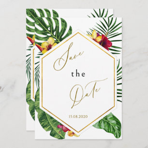 Tropical Floral Save The Date Card