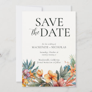 Tropical Floral Save the Date Invitation