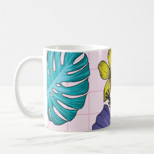 Tropical floral: seamless leaves pattern coffee mug