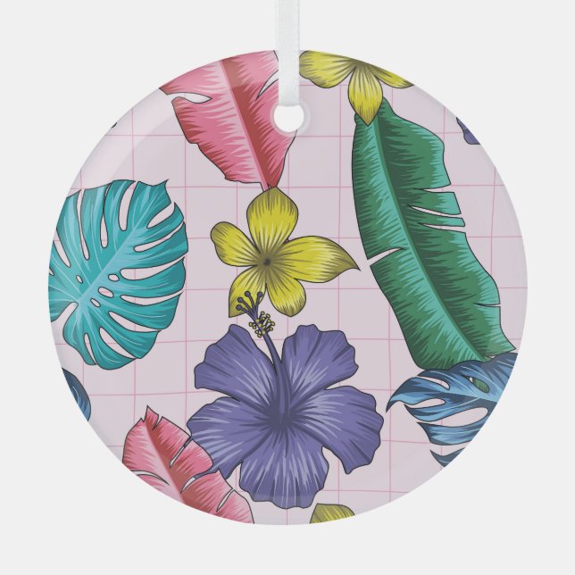 Tropical floral: seamless leaves pattern glass tree decoration (Front)