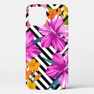 Tropical floral seamless pattern. Hibiscus and pal iPhone 12 Case