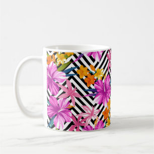 Tropical floral seamless pattern. Hibiscus and pal Coffee Mug