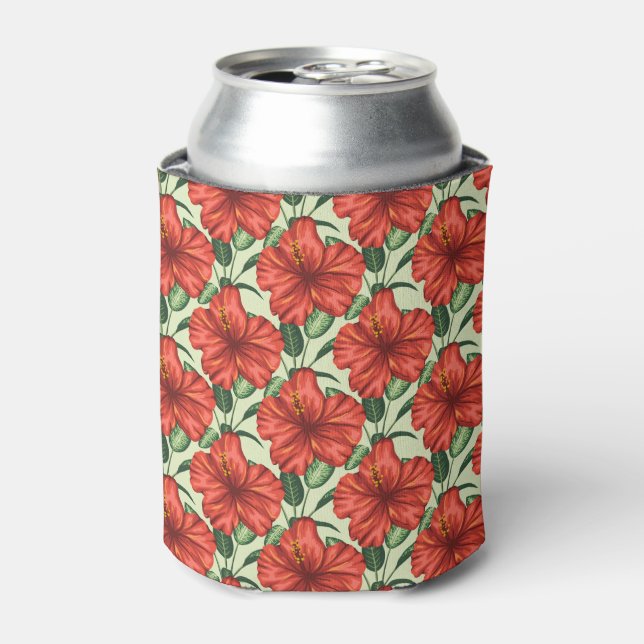 Tropical floral seamless pattern red flowers can cooler (Can Front)