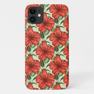 Tropical floral seamless pattern red flowers iPhone 11 case