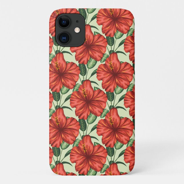 Tropical floral seamless pattern red flowers Case-Mate iPhone case (Back)